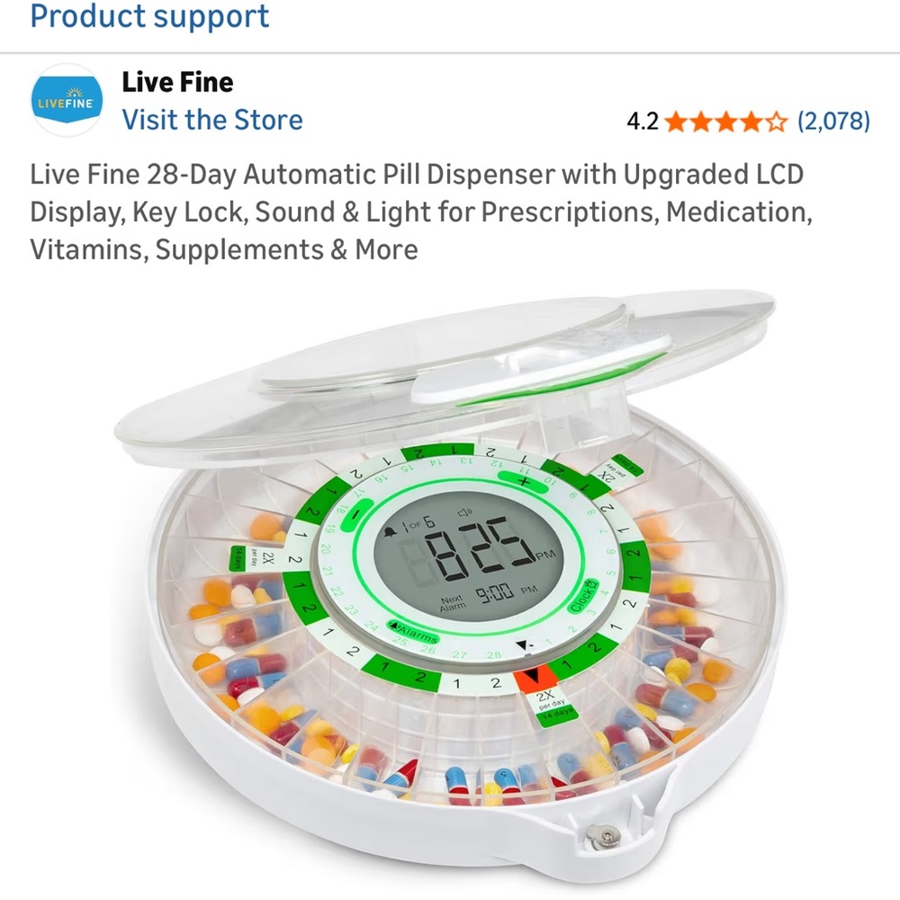 28-Day Automatic Pill Dispenser - White and Green